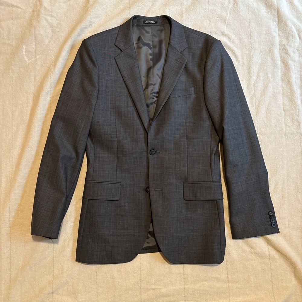 Express dark grey plaid sport coat suit jacket